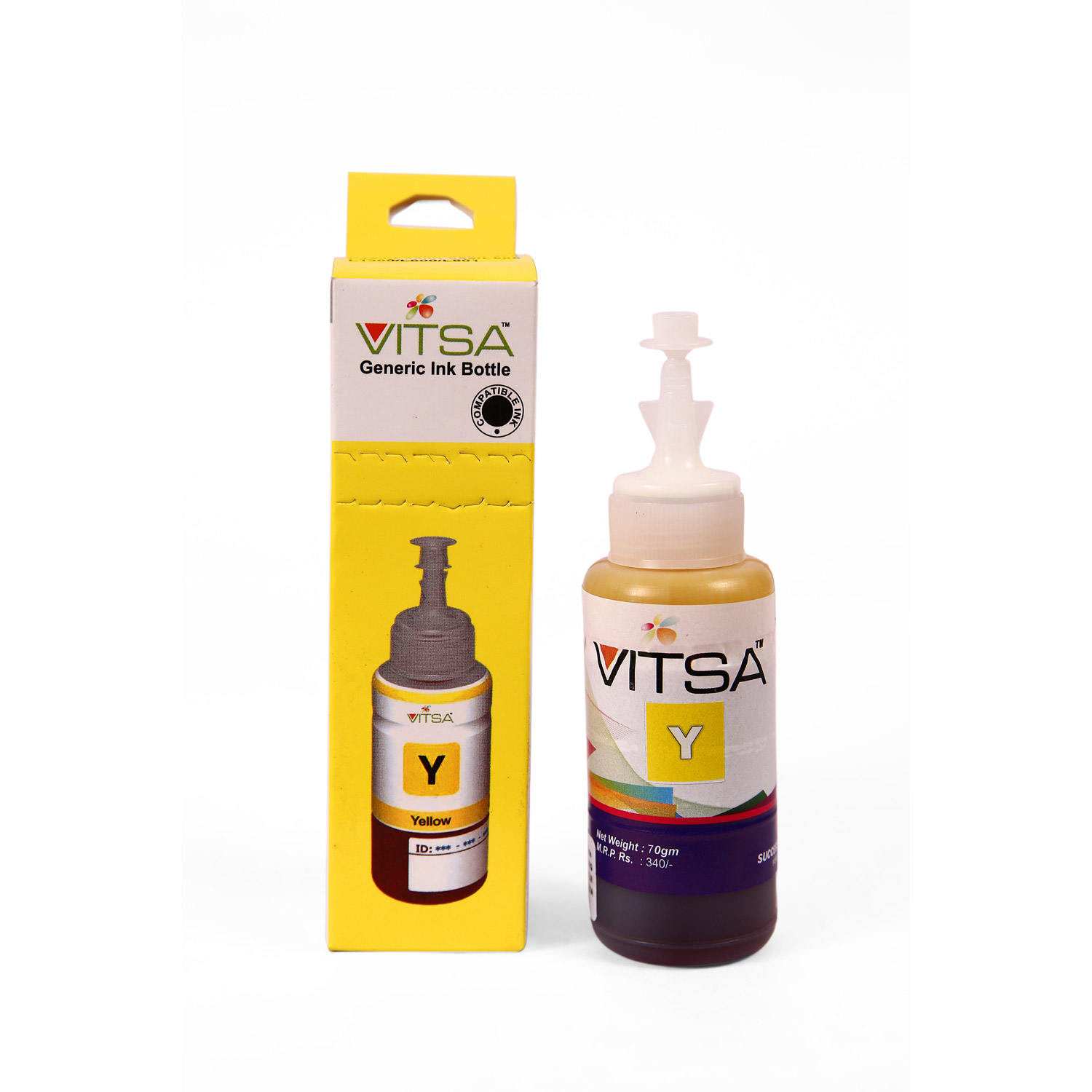 Vitsa T664 Ink Compatible For Epson Printers L100, L110, L130, L200, L210, L220, L300, L310, L350, L355, L360, L365, L380, L455, L550, L555, L565, L1301 (Yellow)