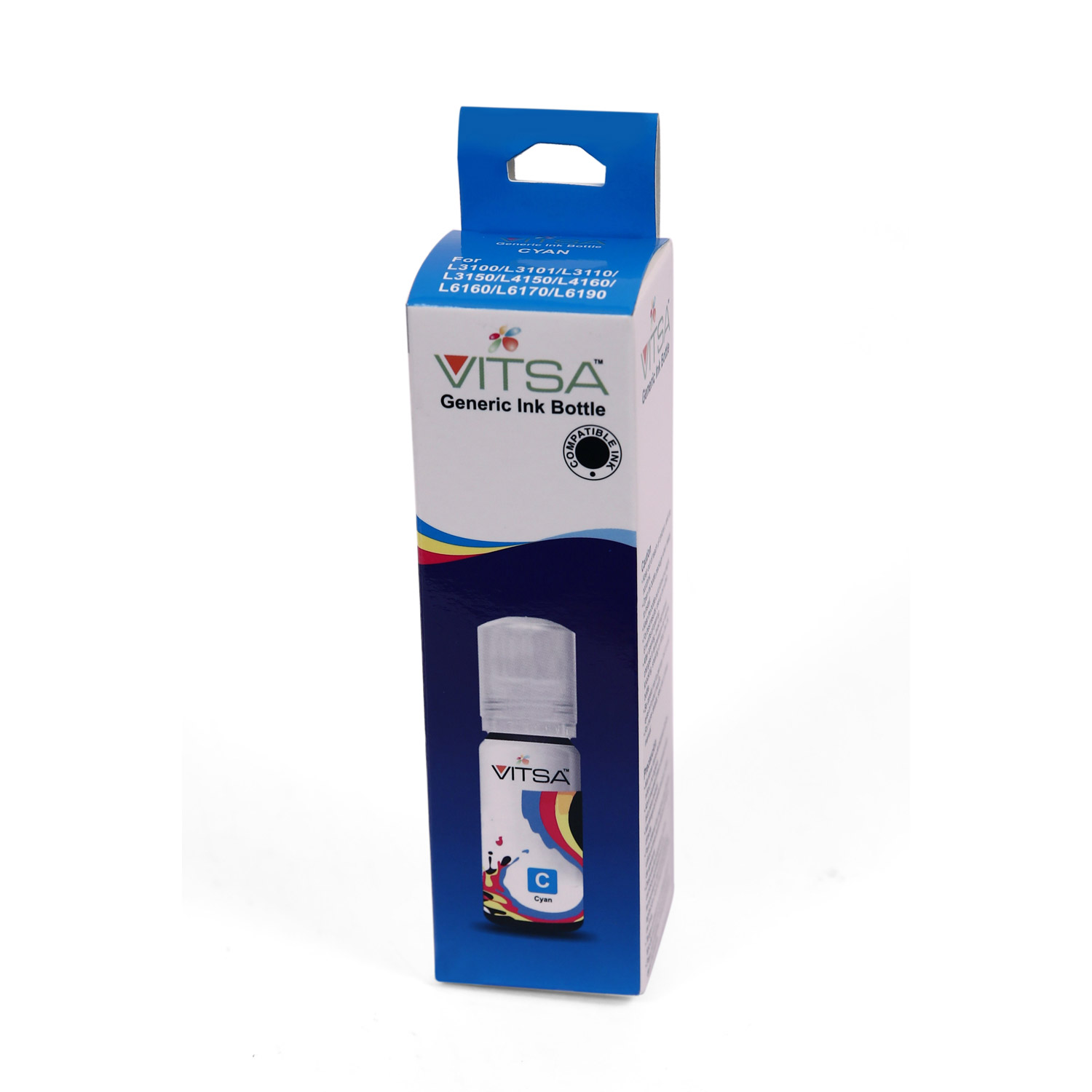 Vitsa 001 003 Compatible For Epson Printers L5190 , L3150 , L3110 , L1110 , L4150 , L6170 , L4160 , L6190 , L6160 (Cyan)