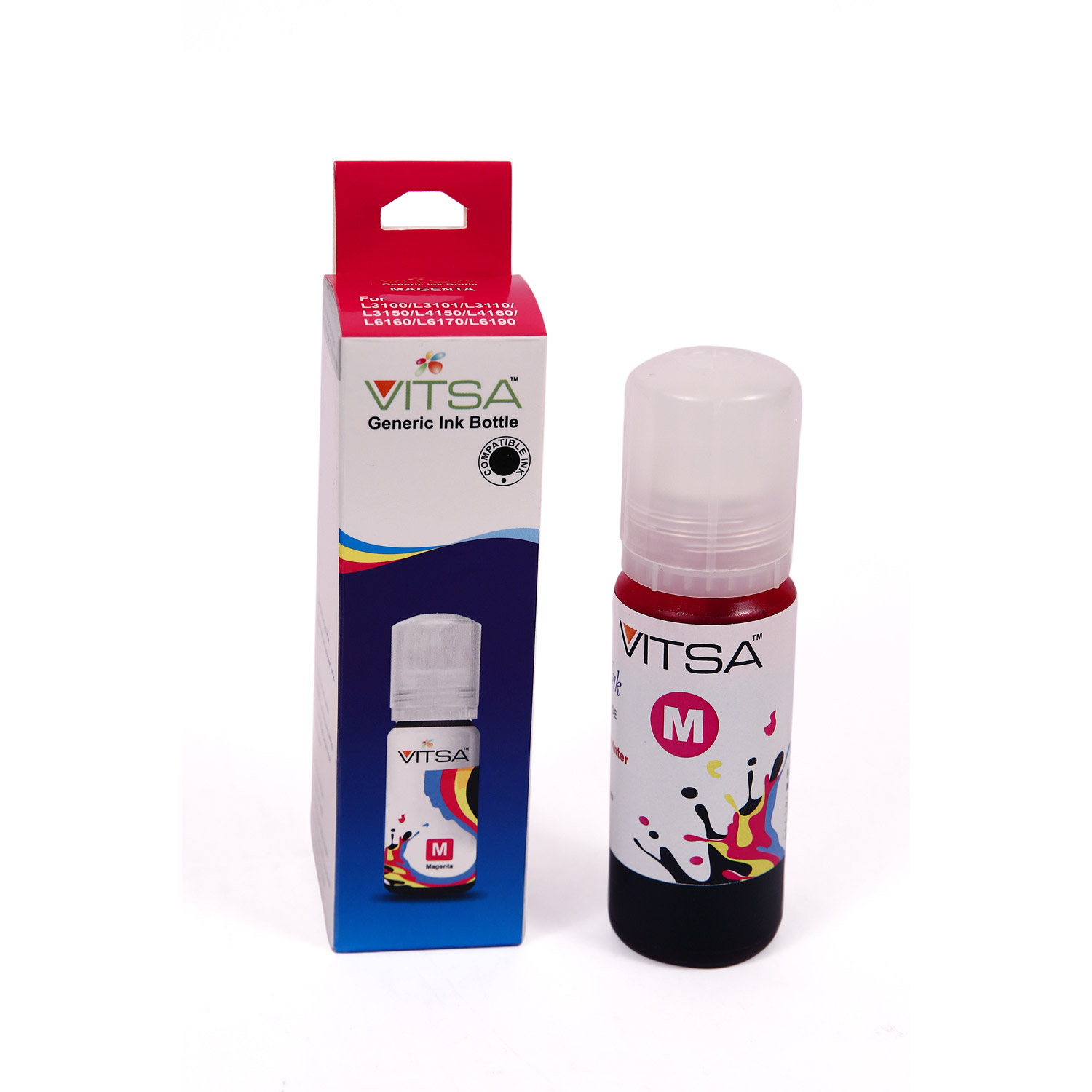 Vitsa 001 003 Compatible For Epson Printers L5190 , L3150 , L3110 , L1110 , L4150 , L6170 , L4160 , L6190 , L6160 (Magenta)