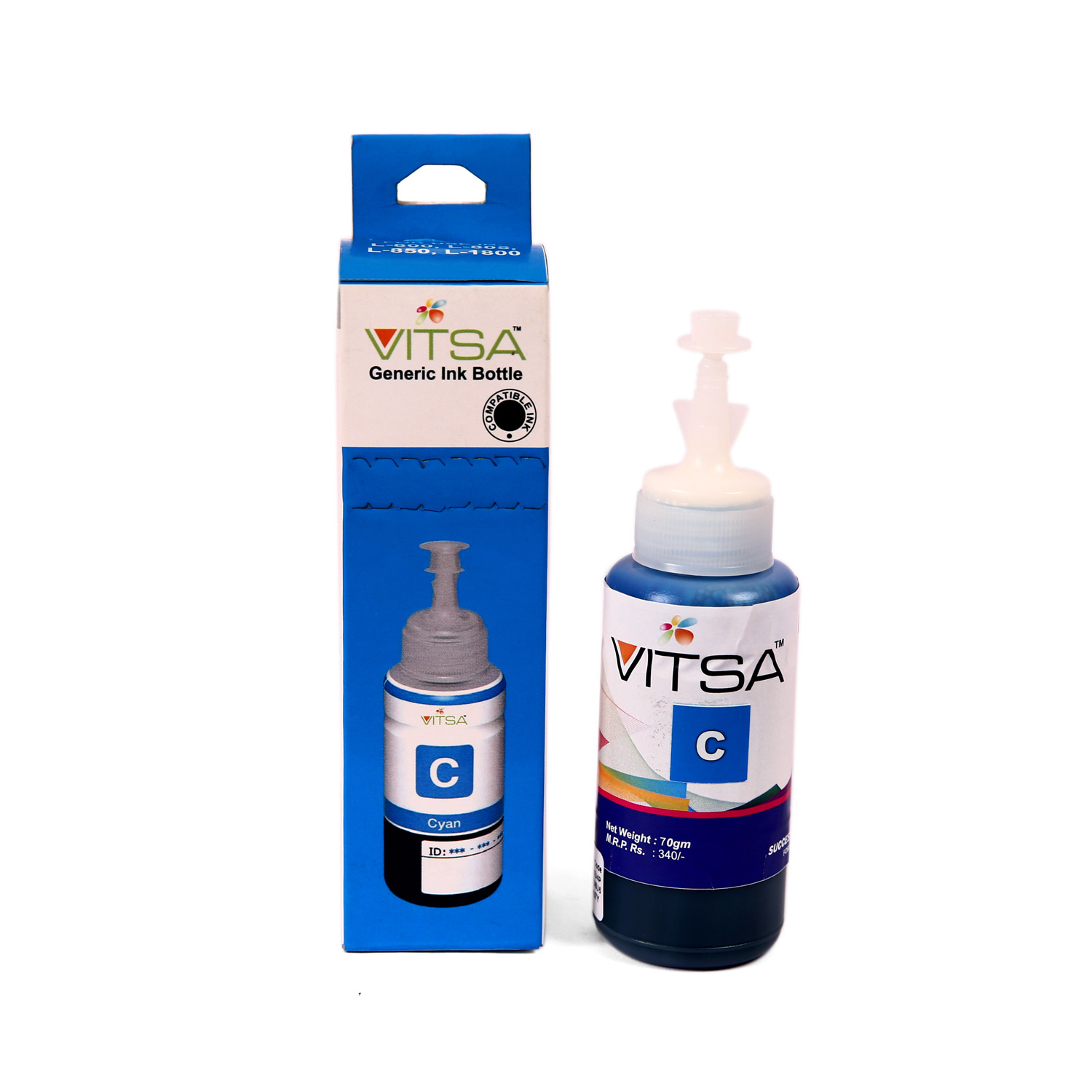Vitsa T673 / 673 Compatible For Epson Printers L801, L805, L1800, L800, L810, L850 (Cyan)