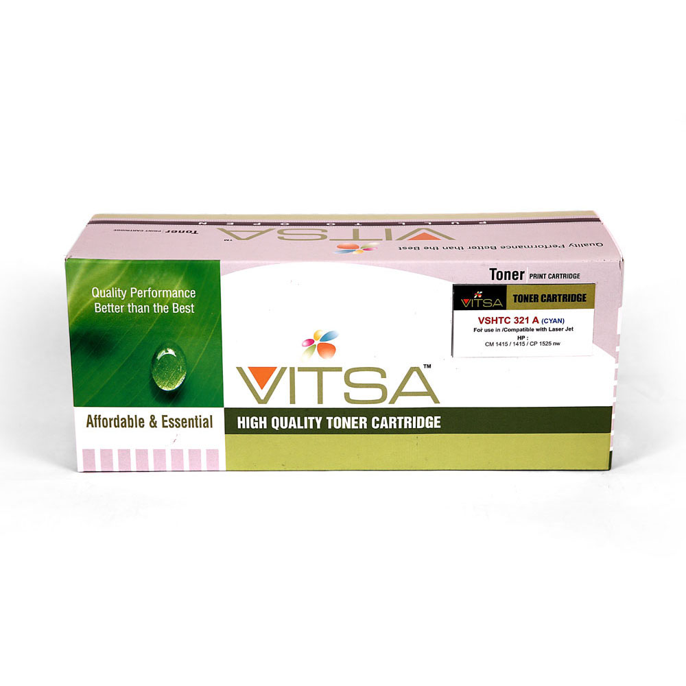 Vitsa 128A / Ce321A Cyan Toner Cartridge Compatible For   Hp Laser Jet Pro Color  Cm1415 Mfp   /  1415Fnw  /  Cp1525 Printer ( Ce 320A )