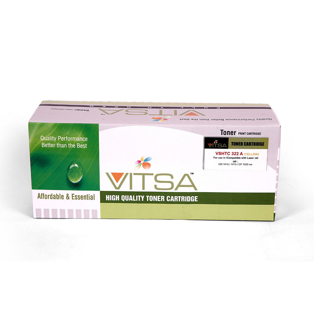 Vitsa 128A / Ce322A Yellow Toner Cartridge Compatible For   Hp Laser Jet Pro Color  Cm1415 Mfp   /  1415Fnw  /  Cp1525 Printer ( Ce 320A )