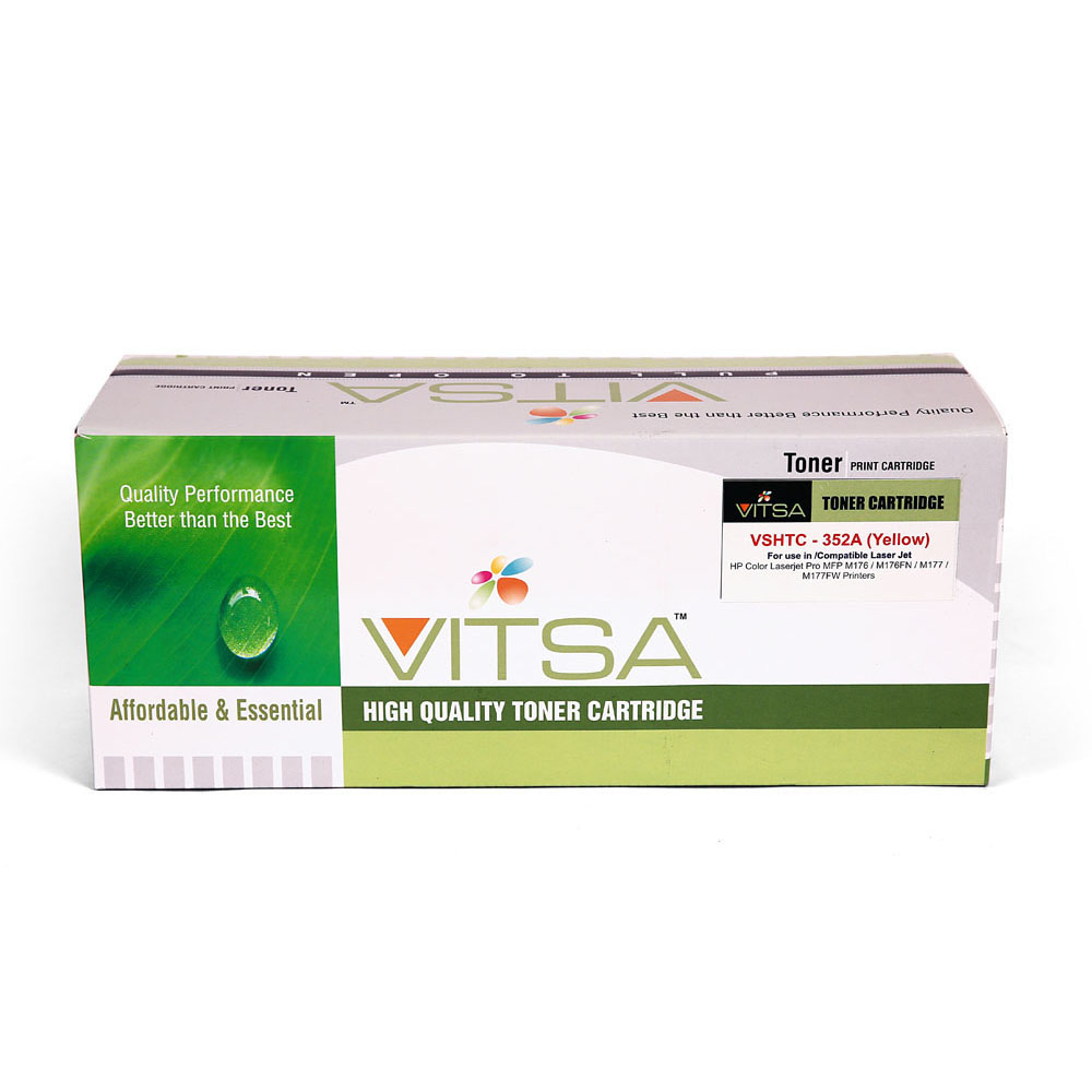 Vitsa 130A / Cf352A Yellow  Toner Cartridge Compatible For  Hp Laserjet Pro Color Mfp M176  /  Color M176Fn  /  Color Mfp M177   /  Color M177Fw Printer ( Cf 350A )