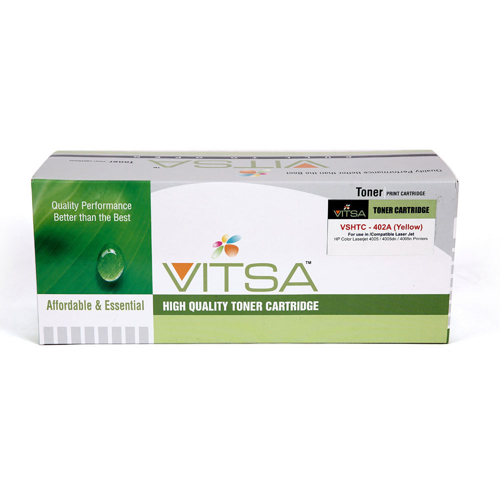 Vitsa 201A / 201X / Cf402 Yellow Toner Cartridge Compatible For  Hp Color Laserjet Pro M252Dw  /  Pro Mfp M277Dw /  Pro Mfp M277N Printer ( Cf 400A)