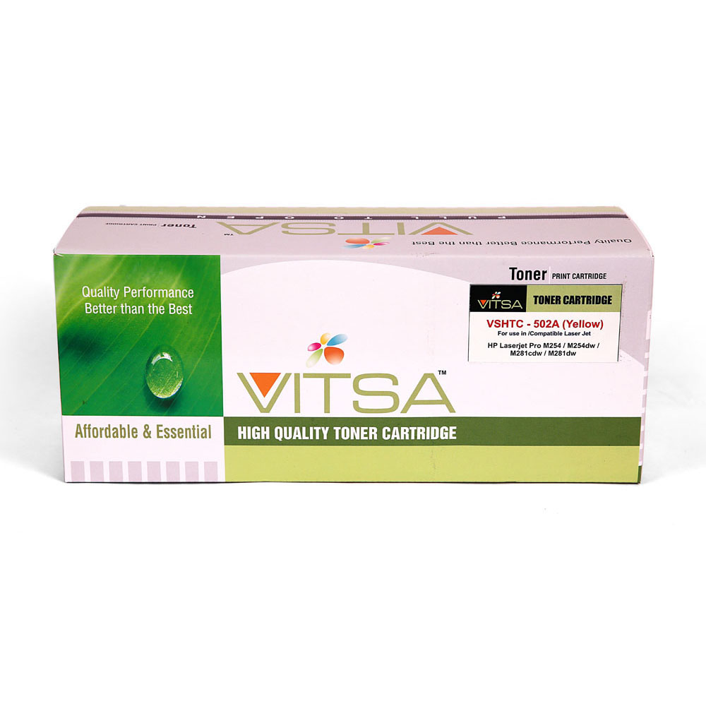 Vitsa 202A / Cf502A Yellow Toner Cartridge Compatible For  Hp Color  Pro M254  /  Pro Mfp M280 Printer ( Cf 500A )
