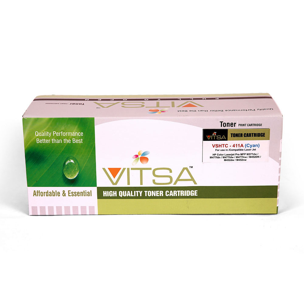 Vitsa 305A / Ce411A Toner Cartridge Compatible For Hp Color Jet Pro M351A / Pro Mfp M375Nw / Pro M451Dn / Pro M451Dw / Pro M451Nw / Pro M475 / Pro M475Dn / Pro M475Dw Printer ( Ce 410A )