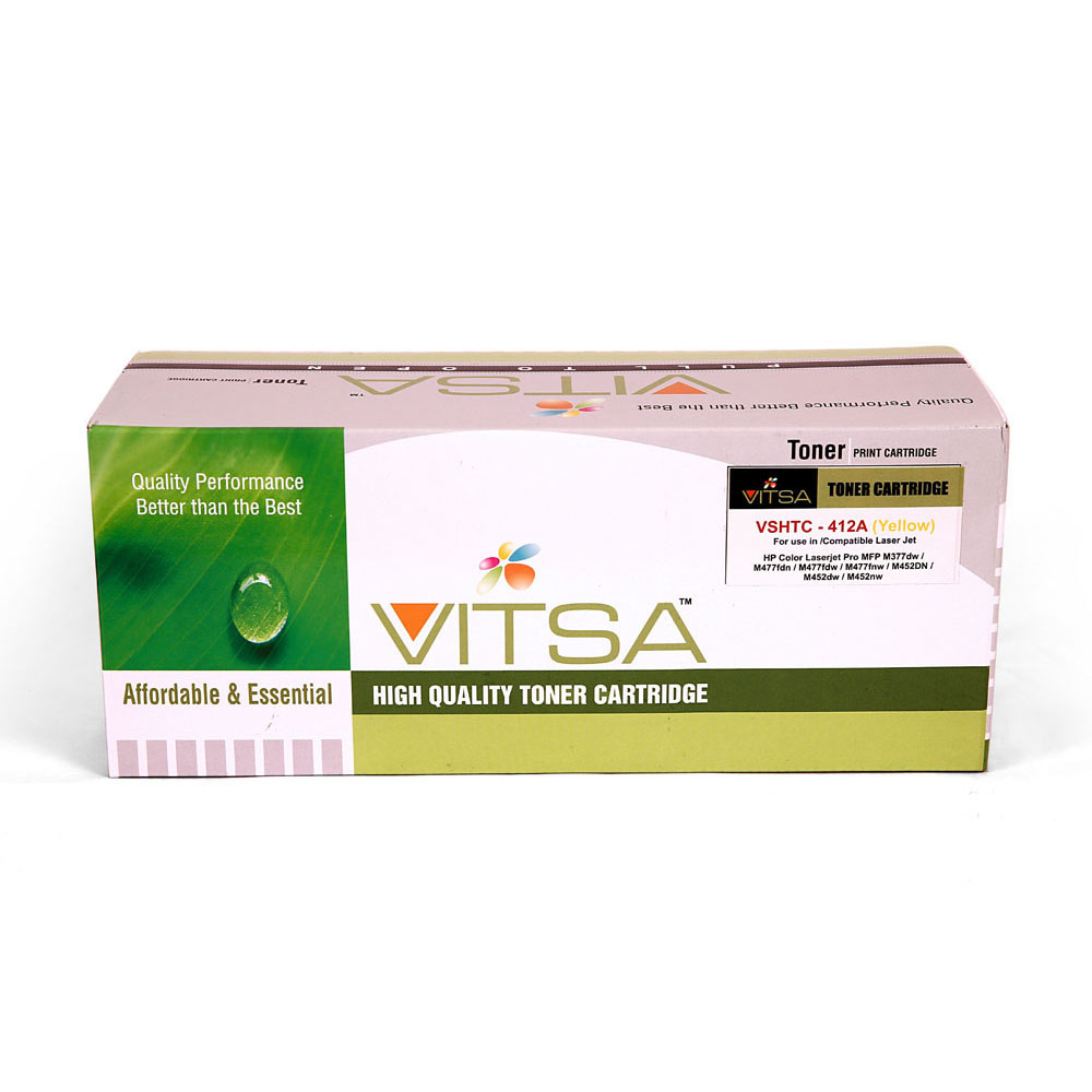 Vitsa 410A  / Cf412A Yellow Toner Cartridge Compatible For  Hp Color Laserjet Pro Mfp M377Dw / M477Fdn / M477Fdw / M477Fnw / M452Dn / M452Dw / M452Nw ( Cf 410A )