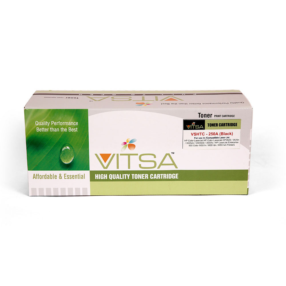 Vitsa 504A / Ce250A Black Toner Cartridge Compatible For Hp Color Laserjet Hp Color Laserjet Cp3525 / 3525N / 3525Dn / Cm3530 / 3530Fs / Hp Laserjet Enterprise 500 Color M551N / M551Dn / M551Xh