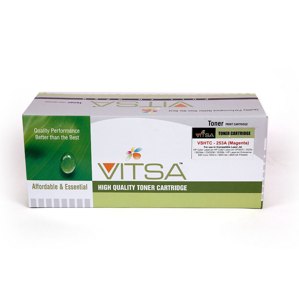 Vitsa 504A / Ce253A Magenta Toner Cartridge Compatible For Hp Color Laserjet Hp Color Laserjet Cp3525 / 3525N / 3525Dn / Cm3530 / 3530Fs / Hp Laserjet Enterprise 500 Color M551N / M551Dn / M551Xh ( Ce 250A )