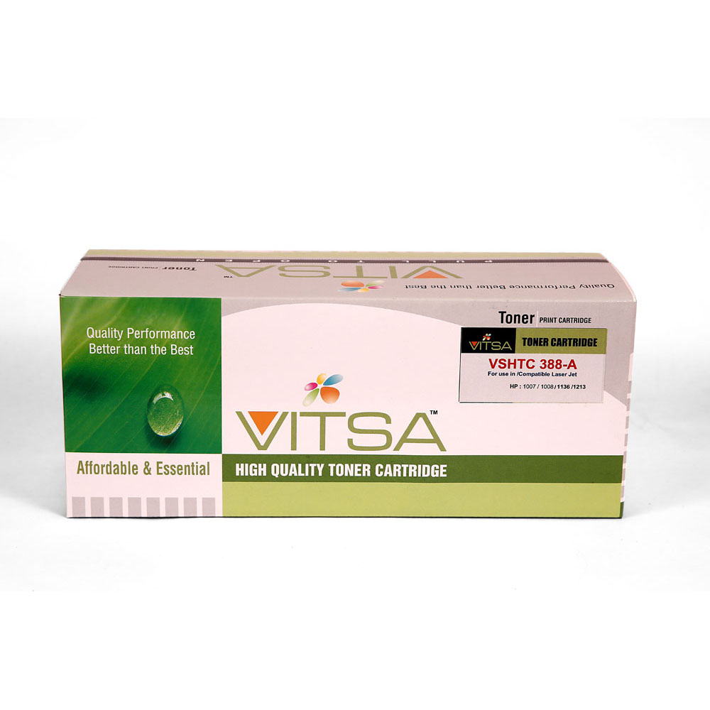 Vitsa  388A / 88A / 88 / Cb 388A / Cc 388A  Toner Cartridge Compatible For Hp Laserjet Printers P1007 / P1008 / P1106 / P1108 / M202 / M202N / M202Dw / M126Nw / M128Fn / M128Fw / M226Dw / M226Dn / M1136 / M1213Nf / M1216Nfh / M1218Nfs