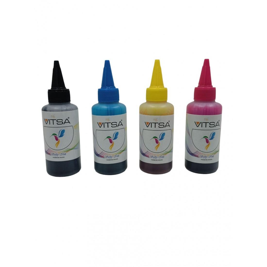 Softy Ink Compatible Refill Ink For Hp Inkjet Cartrdige 21, 22, 56, 57, 678, 803, 680, 802, 818, 901, 702, 703, 860, 861 & Canon Inkjet Cartrdige 830, 831, 740, 741, 89, 99, 40, 41 (Full Set 4 Colour - 100Ml Each)